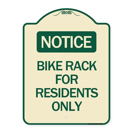 Signmission Bike Rack for Residents Only Heavy-Gauge Aluminum Architectural Sign, 24" x 18", TG-1824-24307 A-DES-TG-1824-24307